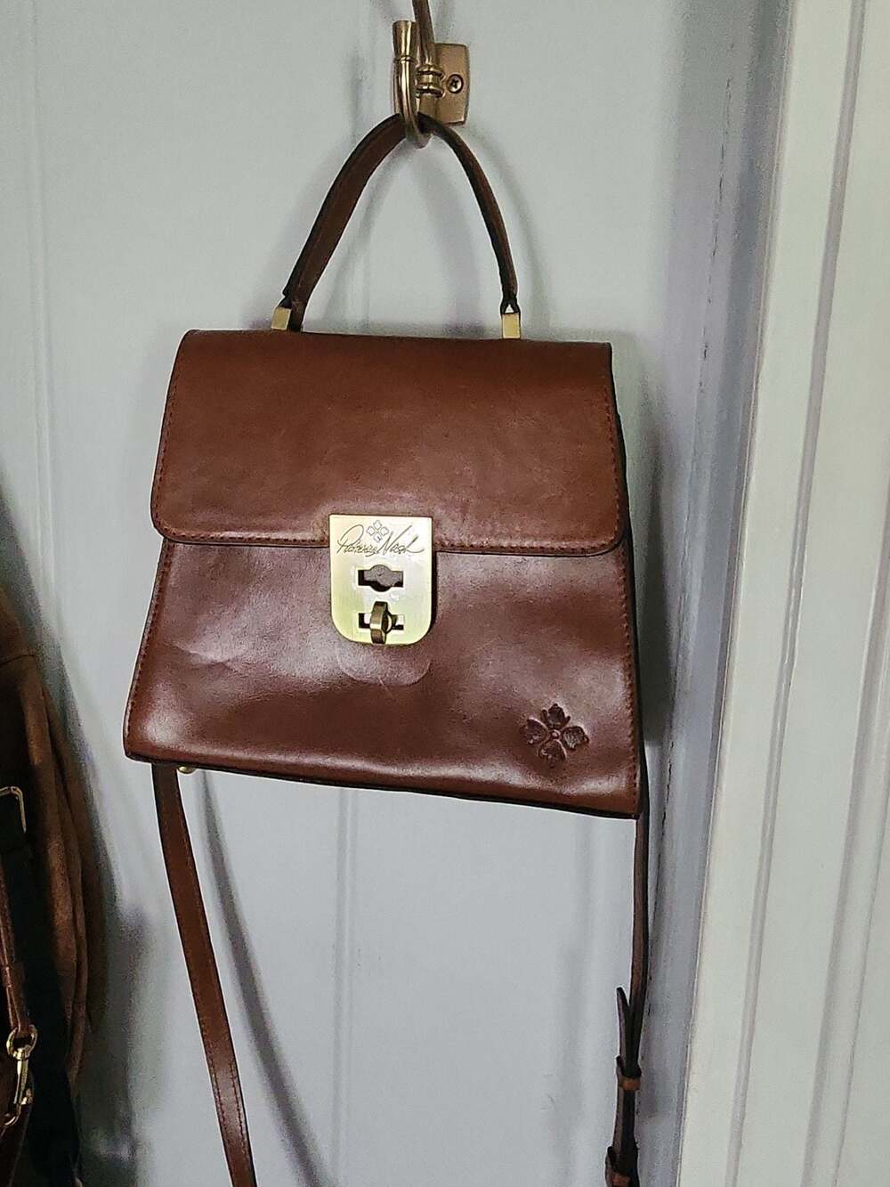 Patricia Nash Brown Leather Satchel Crossbody Bag